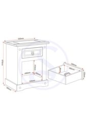 Seconique Corona 1 Drawer 1 Door Bedside in Natural - thumbnail 6