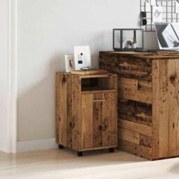 Berkfield Home Cabinet with Wheels Old Wood 33x38x60 cm Engineered Wood in Brown - Size: 33 x 38 x 60 cm - thumbnail 3