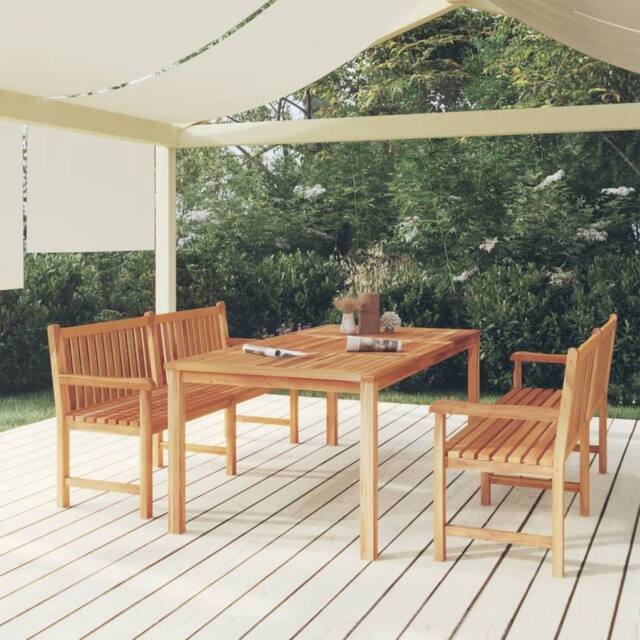 Berkfield Home 3 Piece Garden Dining Set Solid Wood Teak in Brown - image 1