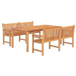 Berkfield Home 3 Piece Garden Dining Set Solid Wood Teak in Brown - thumbnail 3