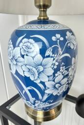 Downton Interiors Blue Floral Ceramic Table Lamp with Pleated Shade (G2101 Pleated) - Size: Large - thumbnail 2