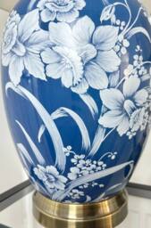 Downton Interiors Blue Floral Ceramic Table Lamp with Pleated Shade (G2101 Pleated) - Size: Large - thumbnail 3