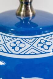 Downton Interiors Blue Floral Ceramic Table Lamp with Pleated Shade (G2101 Pleated) - Size: Large - thumbnail 5