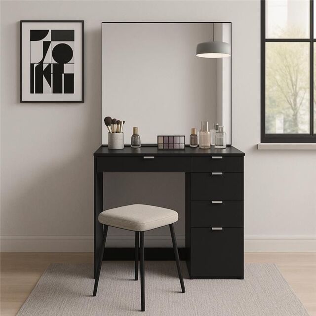 Birlea Ava 5 Drawer Dressing Table Black - image 1
