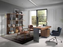 Angel Cerda Walnut Desk with Darkened Polished Steel Legs 5 in Brown - thumbnail 4