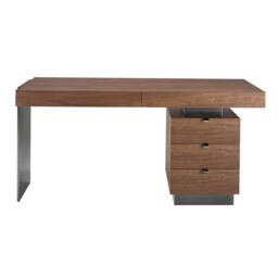 Angel Cerda Walnut Desk with Darkened Polished Steel Legs 5 in Brown - thumbnail 2