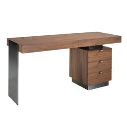Angel Cerda Walnut Desk with Darkened Polished Steel Legs 5 in Brown - thumbnail 1