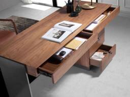 Angel Cerda Walnut Desk with Darkened Polished Steel Legs 5 in Brown - thumbnail 5