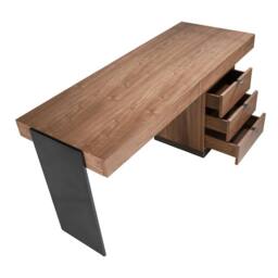 Angel Cerda Walnut Desk with Darkened Polished Steel Legs 5 in Brown - thumbnail 7