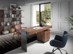 Angel Cerda Walnut Desk with Darkened Polished Steel Legs 5 in Brown - thumbnail 3