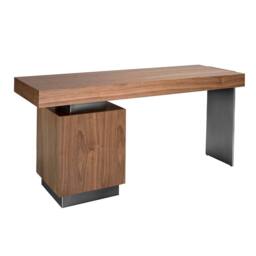 Angel Cerda Walnut Desk with Darkened Polished Steel Legs 5 in Brown - thumbnail 6