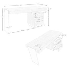 Angel Cerda Walnut Desk with Darkened Polished Steel Legs 5 in Brown - thumbnail 8