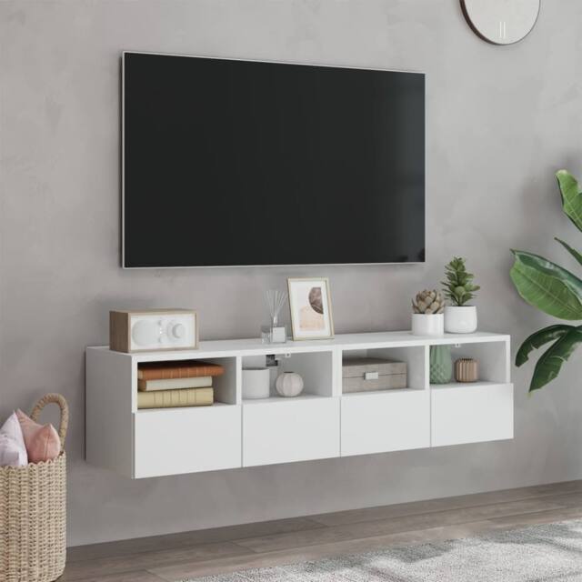 Berkfield Home TV Wall Cabinets 2 pcs White 60x30x30 cm Engineered Wood - Size: 60 x 30 x 30 cm - image 1