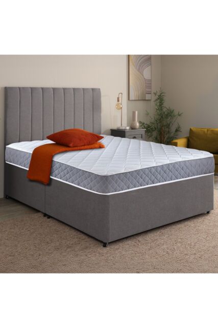 eXtreme Comfort Ltd Spring Coil Diamond Grey Essentials Mattress Foam Free Spring Coil in White - Size: Double - image 1