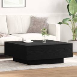 Berkfield Home Black Oak Coffee Table - 80x80x31 cm Made of Engineered Wood - Size: 80 x 80 x 31 cm - thumbnail 2