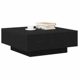Berkfield Home Black Oak Coffee Table - 80x80x31 cm Made of Engineered Wood - Size: 80 x 80 x 31 cm - thumbnail 3