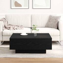 Berkfield Home Black Oak Coffee Table - 80x80x31 cm Made of Engineered Wood - Size: 80 x 80 x 31 cm - thumbnail 4