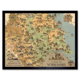 "Artery8 Map Clark 1949 Yorkshire England British Railways Framed Art Print in Brown - Size: W12"" x H16""" - thumbnail 1