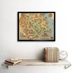 "Artery8 Map Clark 1949 Yorkshire England British Railways Framed Art Print in Brown - Size: W12"" x H16""" - thumbnail 2