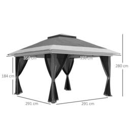 OUTSUNNY 3.6 x 3.6m Pop Up Gazebo with Netting & Wheeled Bag, Dark Grey - thumbnail 3