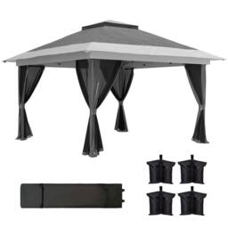OUTSUNNY 3.6 x 3.6m Pop Up Gazebo with Netting & Wheeled Bag, Dark Grey - thumbnail 2