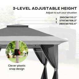 OUTSUNNY 3.6 x 3.6m Pop Up Gazebo with Netting & Wheeled Bag, Dark Grey - thumbnail 5