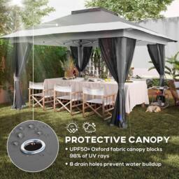 OUTSUNNY 3.6 x 3.6m Pop Up Gazebo with Netting & Wheeled Bag, Dark Grey - thumbnail 6