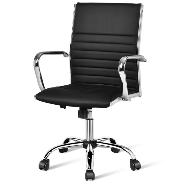 Costway Executive Office Chair Ergonomic High Back PU Leather Swivel Computer Desk Chair in Black - image 1