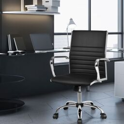 Costway Executive Office Chair Ergonomic High Back PU Leather Swivel Computer Desk Chair in Black - thumbnail 3