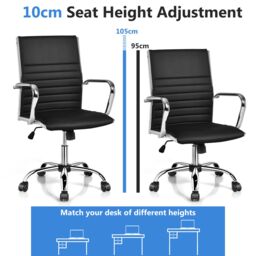 Costway Executive Office Chair Ergonomic High Back PU Leather Swivel Computer Desk Chair in Black - thumbnail 6