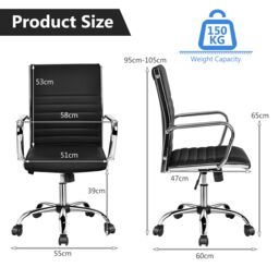 Costway Executive Office Chair Ergonomic High Back PU Leather Swivel Computer Desk Chair in Black - thumbnail 2