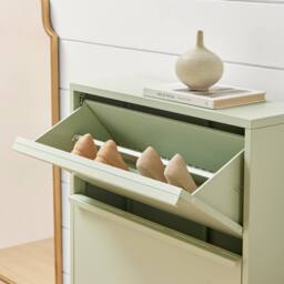 FurnitureboxUK Eira Metal Storage Shoe Cabinet in Green - thumbnail 4