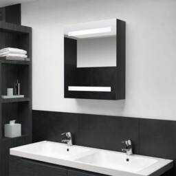 Berkfield Home LED Bathroom Mirror Cabinet Shining Black 50x14x60 cm - Size: 50 x 14 x 60 cm - thumbnail 1