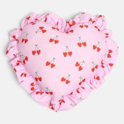 OHS Cherries Frill Heart Shaped Scatter Cushion Throw Pillow in Pink - thumbnail 4
