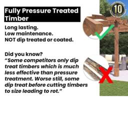 Dunster House Wooden Pergola Garden Plant Frame Furniture Kit Leviathan 5m x 3m in Brown - thumbnail 5