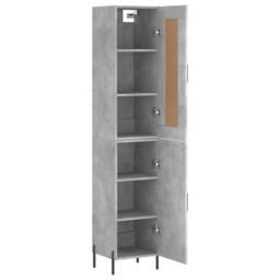 Berkfield Home Highboard Concrete Grey 34.5x34x180 cm Engineered Wood - thumbnail 4