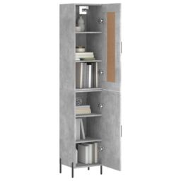 Berkfield Home Highboard Concrete Grey 34.5x34x180 cm Engineered Wood - thumbnail 3