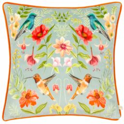 Wylder Nectar Garden Blossom Piped Velvet Cushion - Size: 43 cm x 43 cm - thumbnail 1