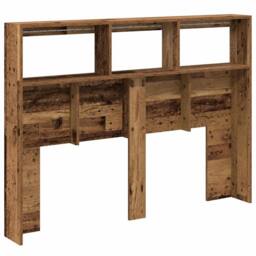 Berkfield Home Headboard Cabinet with LED Old Wood 140x17x102 cm in Brown - Size: 140 x 17 x 102 cm - thumbnail 9