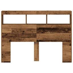 Berkfield Home Headboard Cabinet with LED Old Wood 140x17x102 cm in Brown - Size: 140 x 17 x 102 cm - thumbnail 7