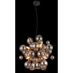 Netlighting Udo Globe Pendant Matt Black Balls Smoke Glass Shade 6x E14 - thumbnail 3