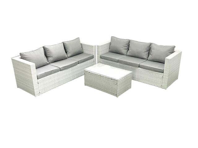 Fimous Garden Outdoor PE Rattan Furniture Set 6 Seater Rattan Garden Sofa Set Light Grey Mixed - image 1
