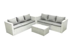 Fimous Garden Outdoor PE Rattan Furniture Set 6 Seater Rattan Garden Sofa Set Light Grey Mixed - thumbnail 1