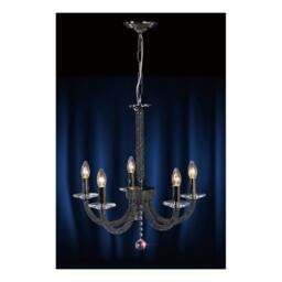 Netlighting Elena Ceiling Pendant Chandelier 5 Light Black Chrome Crystal - thumbnail 2
