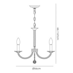 Netlighting Elena Ceiling Pendant Chandelier 5 Light Black Chrome Crystal - thumbnail 3