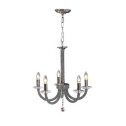 Netlighting Elena Ceiling Pendant Chandelier 5 Light Black Chrome Crystal - thumbnail 1