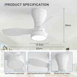 Harper Living Ceiling Fan Light with Remote, 40W 2100LM LED Dimmable Fan Lamp White - thumbnail 5