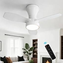 Harper Living Ceiling Fan Light with Remote, 40W 2100LM LED Dimmable Fan Lamp White