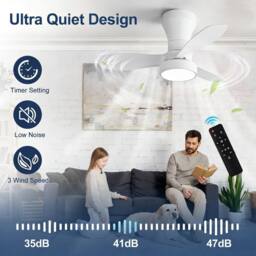 Harper Living Ceiling Fan Light with Remote, 40W 2100LM LED Dimmable Fan Lamp White - thumbnail 3