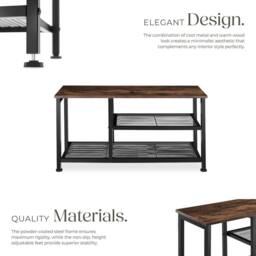 tectake Shoe Rack Taunton - Surface Shelf & 2 Grid Shelves, Industrial Style in Dark Brown - thumbnail 3